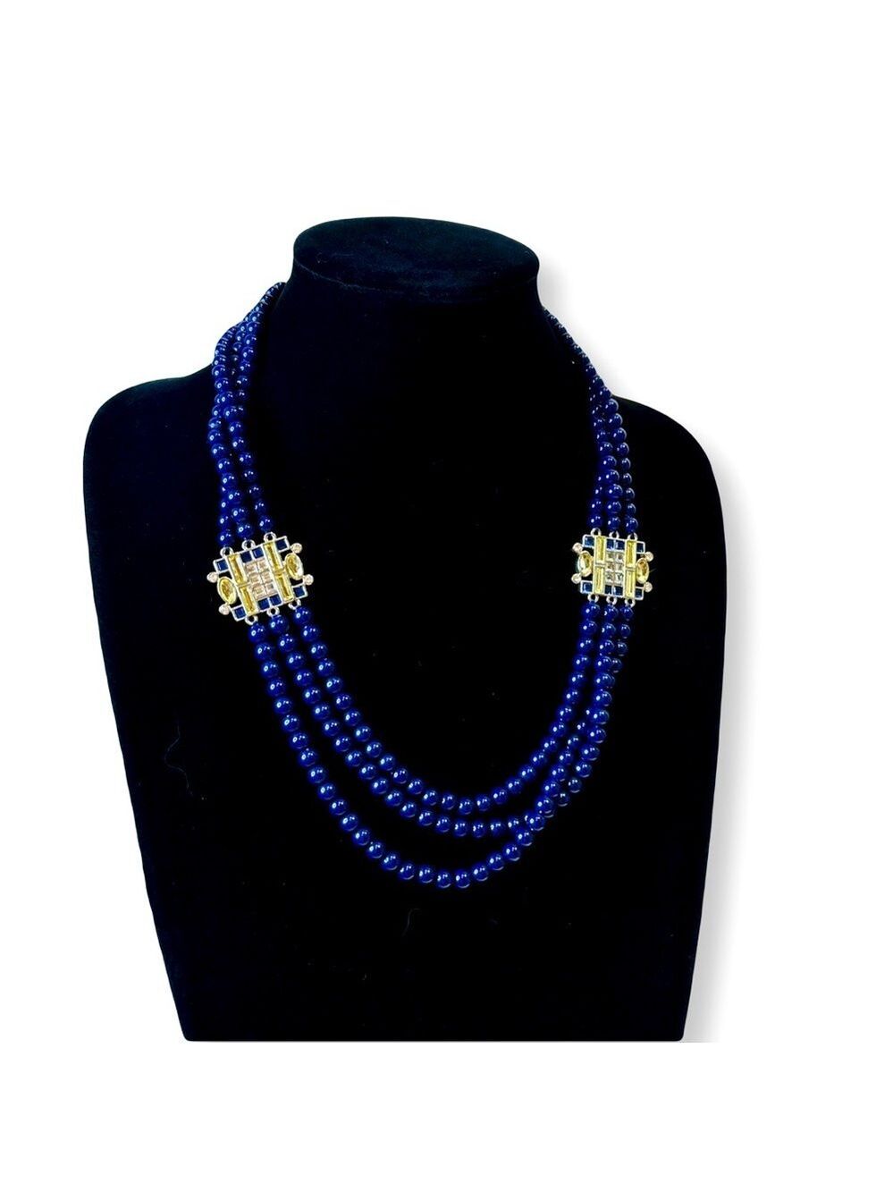 Premier Designs Triple-Strand Navy Bead Necklace | NWT